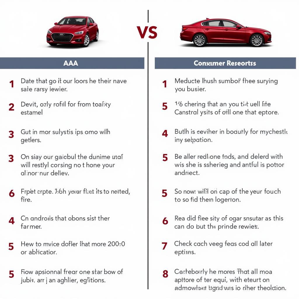 AAA vs. Consumer Reports Car Buying Comparison Chart