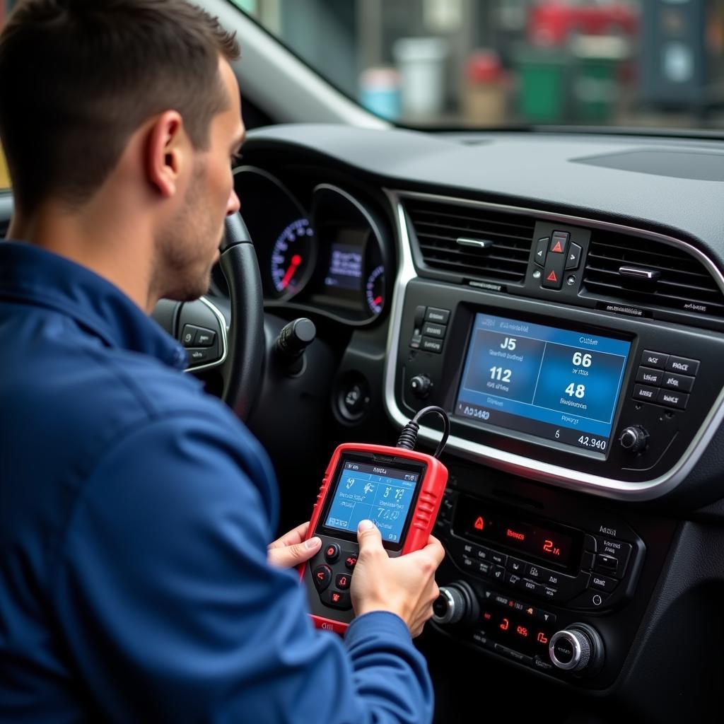 Ackworth Mechanic Performing Diagnostic Test