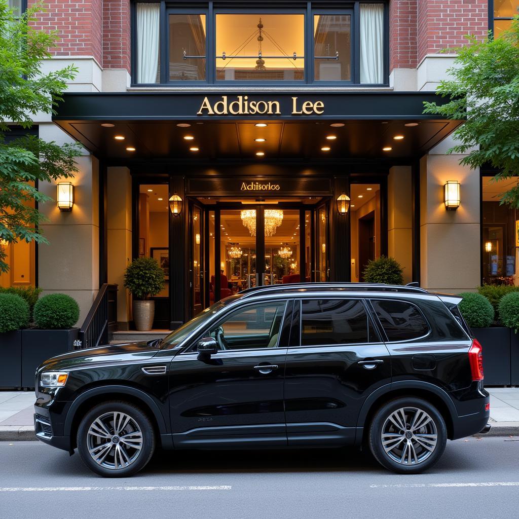 Addison Lee car at a hotel entrance