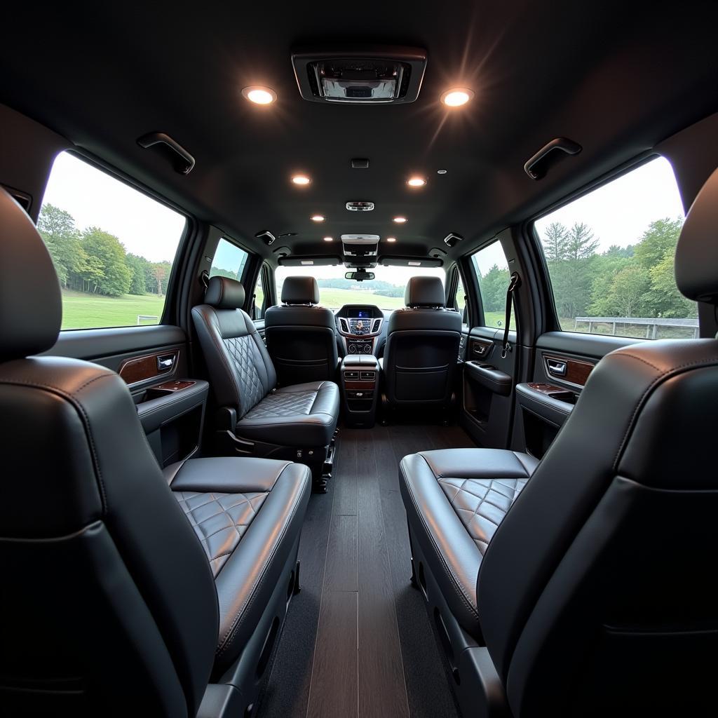 Luxurious interior of a private car service vehicle.