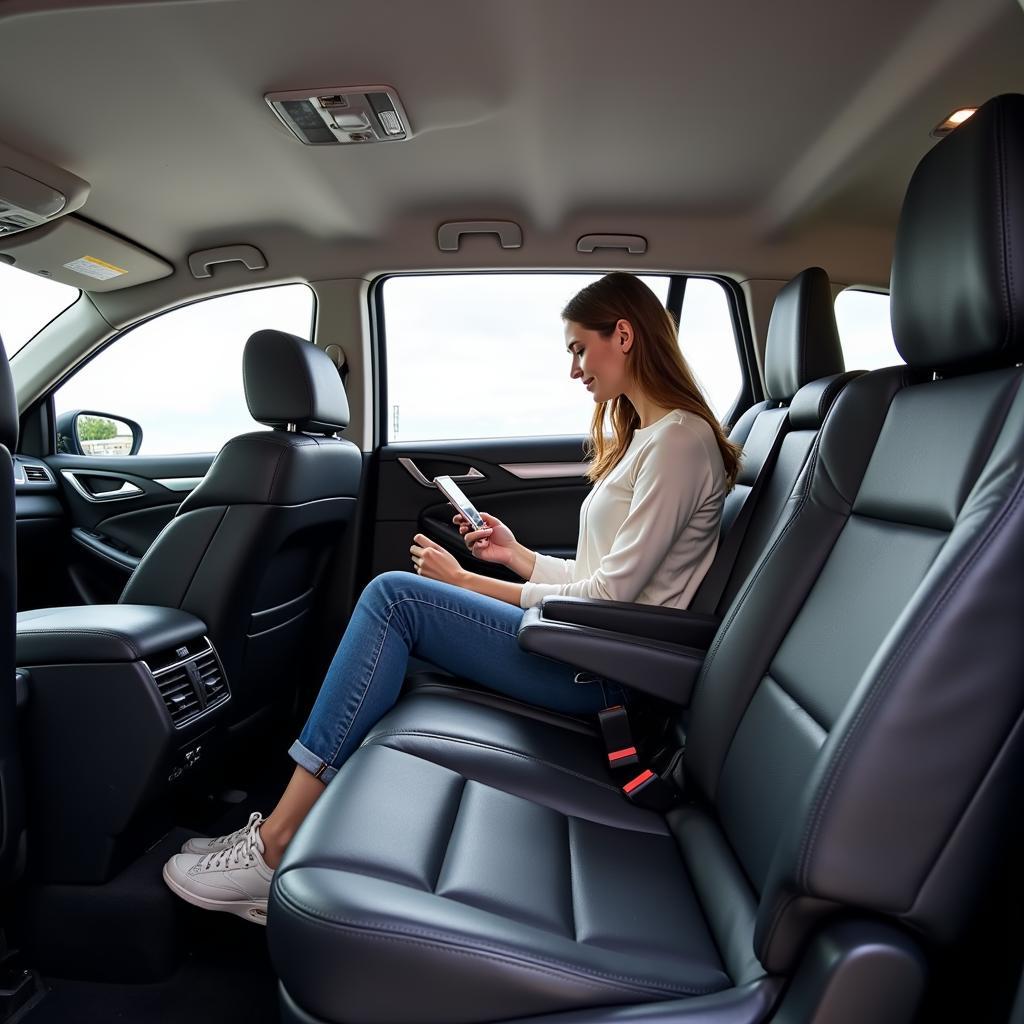 Comfortable car interior for airport transfer.