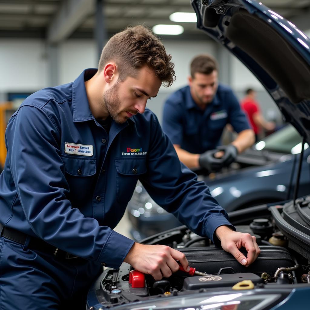 Alphabet Certified Technician Working on a Car