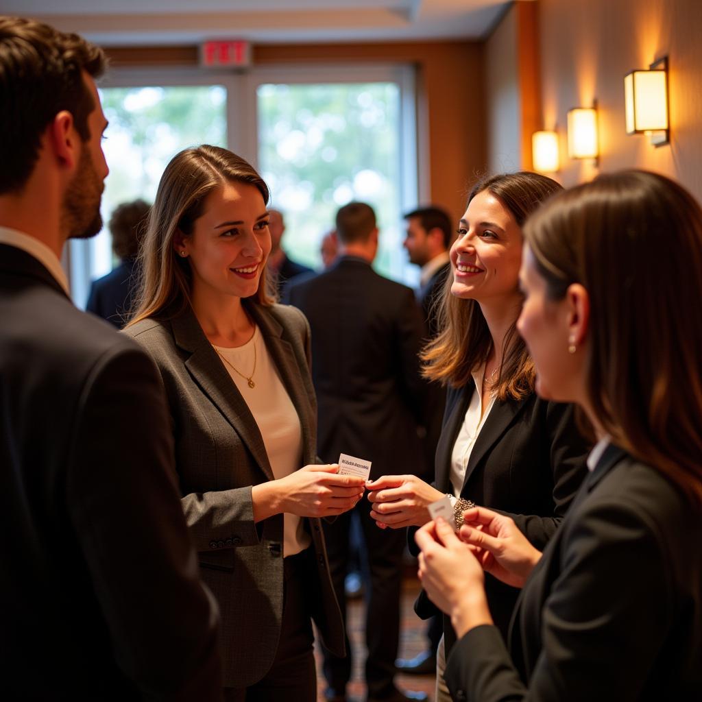 Alumni networking at a career event