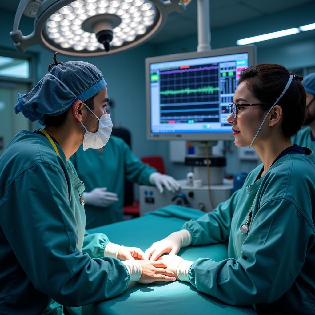 Anesthesia Professional Monitoring Patient during Surgery