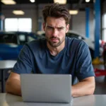 Angry Customer Writing a Bad Car Service Review