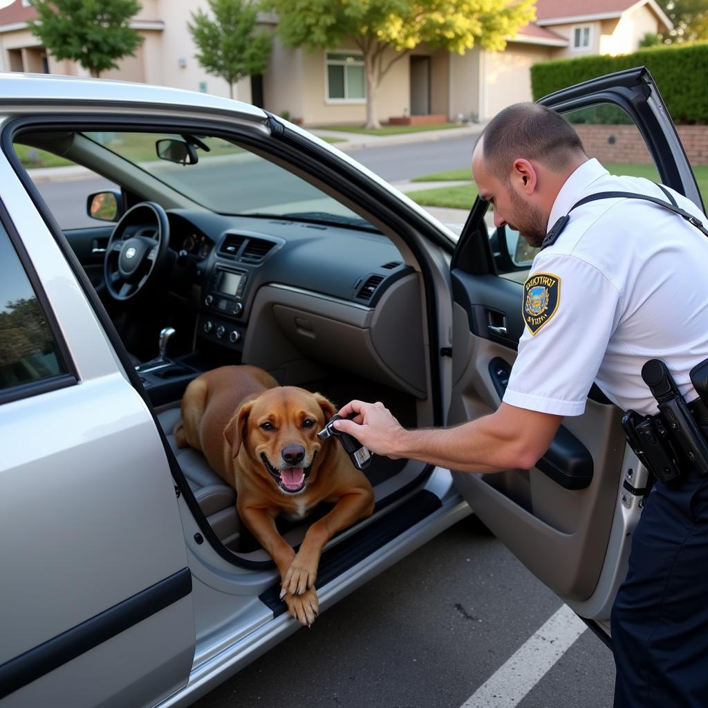 Animal Control Rescuing a Dog from a Hot Car