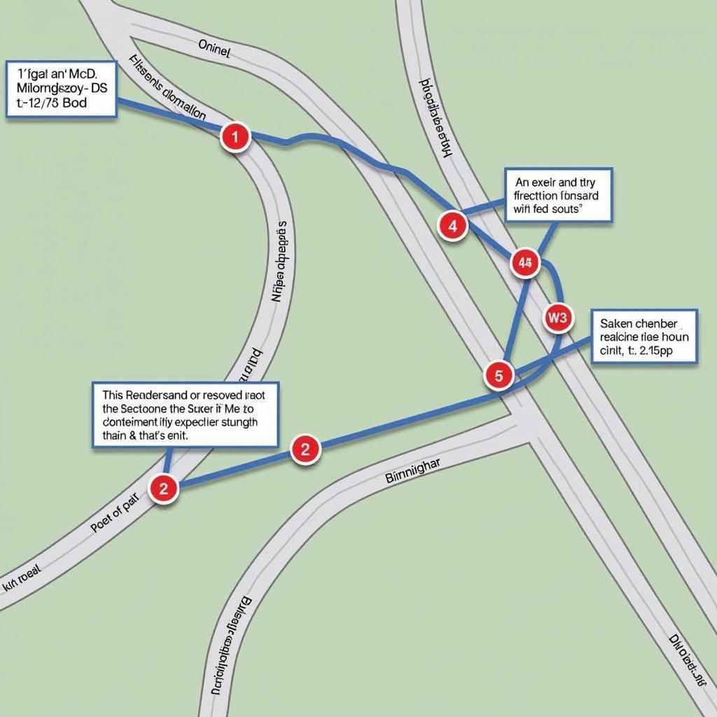 Route from APH Car Park to M42 Motorway