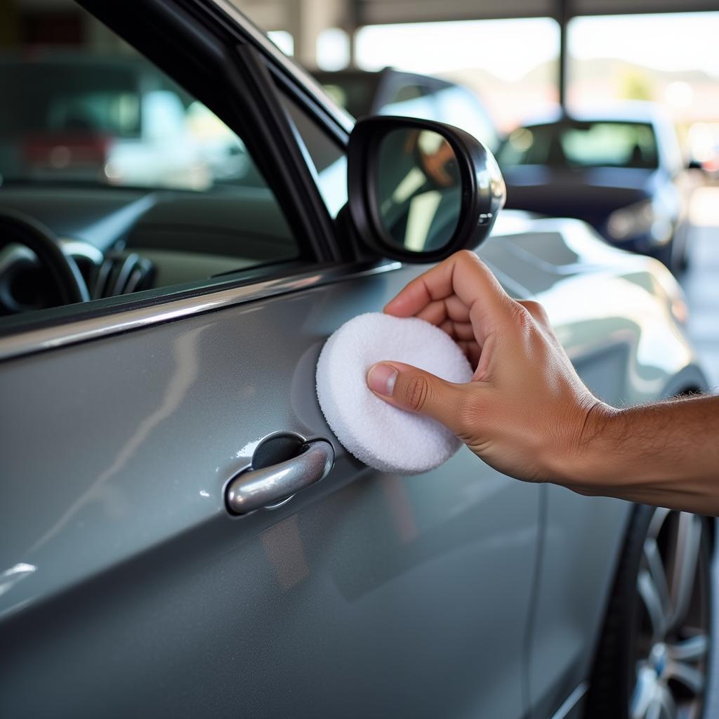 Applying Liquid Wax at Self Service Coin Wash