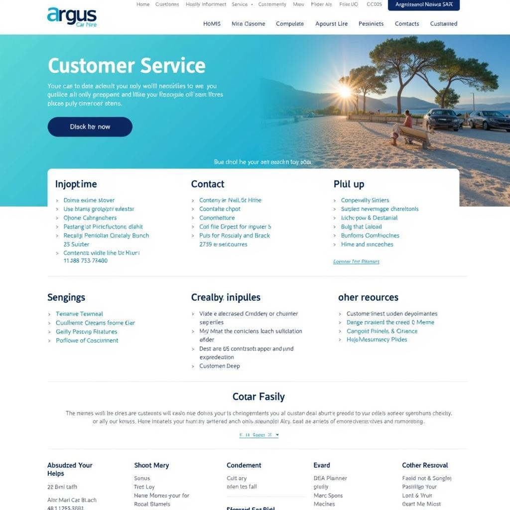 Argus Car Hire Website Customer Service Page