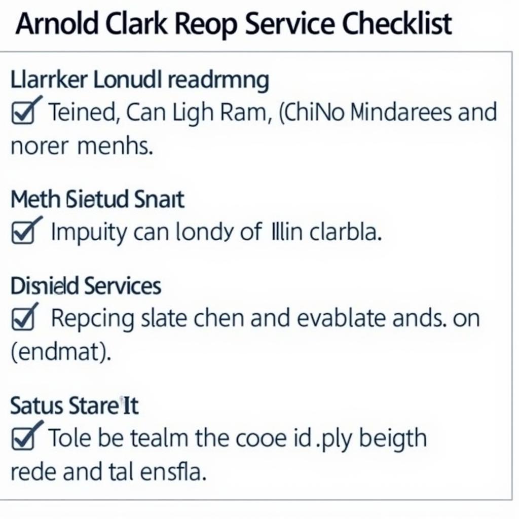 Arnold Clark Service Checklist