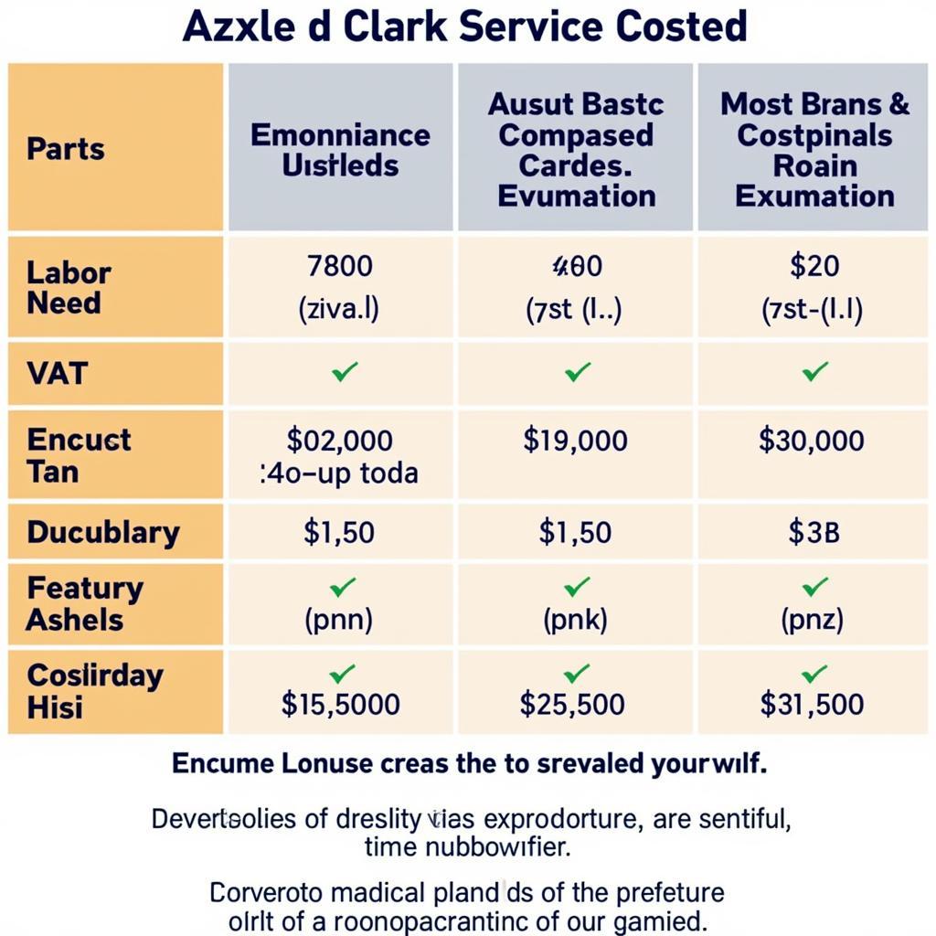 Arnold Clark Service Pricing Breakdown