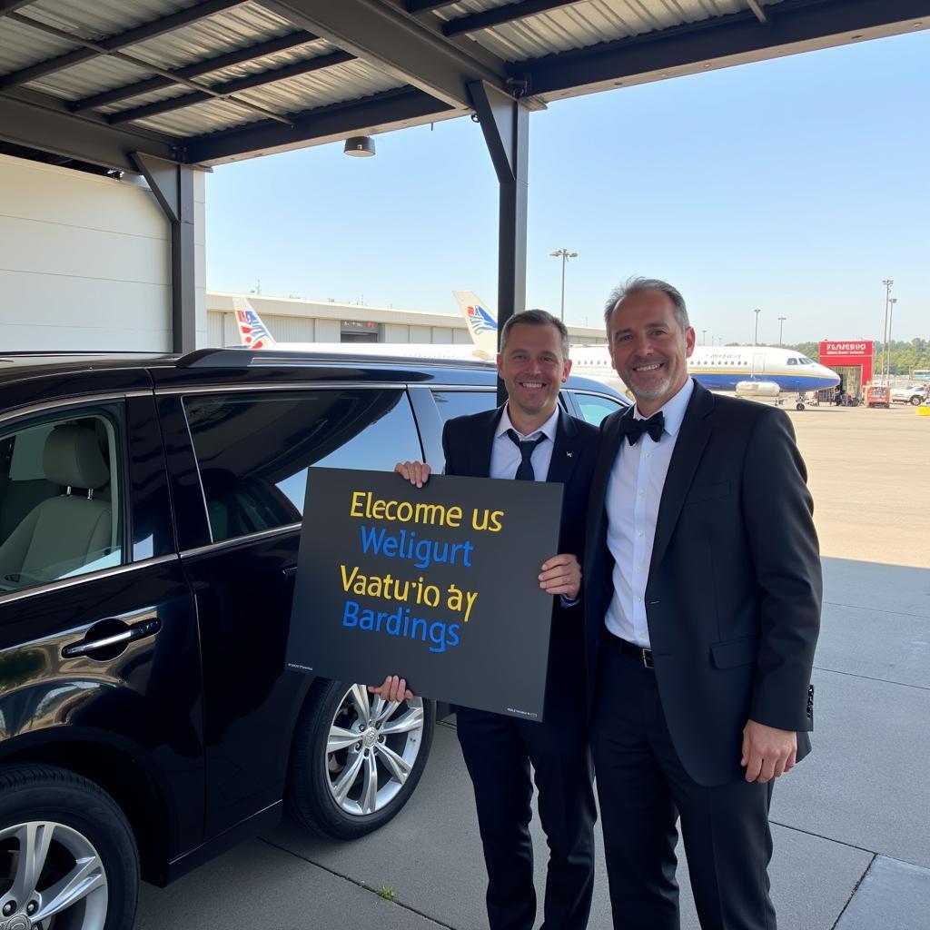 Chauffeur meeting and greeting passengers at ATL airport.