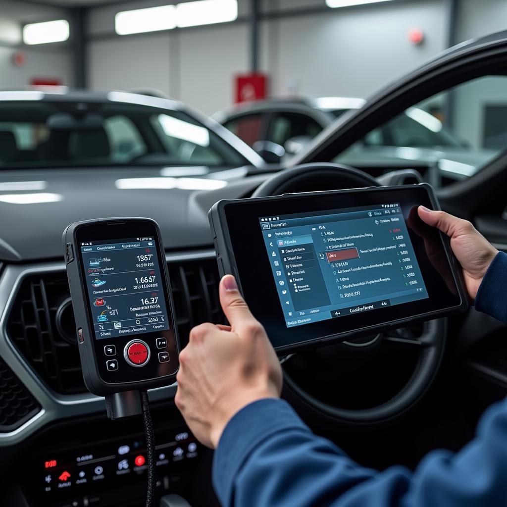 Audi Car Undergoing Diagnostic Check in Bromley