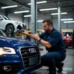 Audi Technician Performing Maintenance