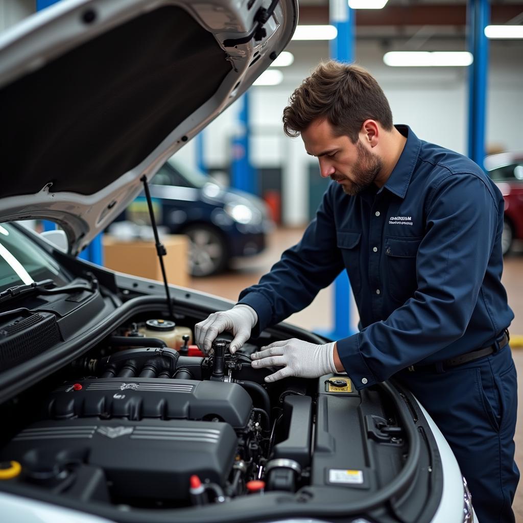 Mechanic Performing a Car Repair