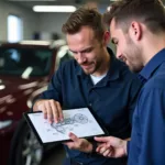 Automotive Service Advisor Explaining Repairs to Customer