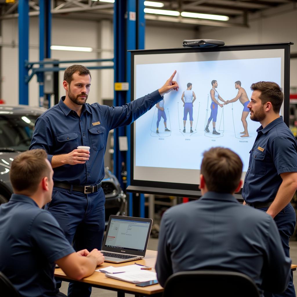 Automotive workers attending safety training