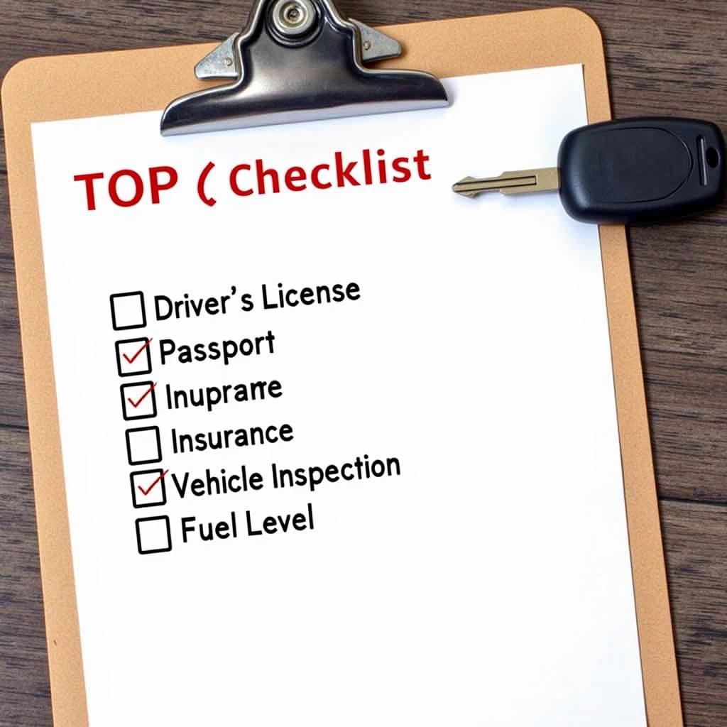 Bandung Car Rental Checklist - Essential items to check before renting a car, including driver's license, insurance, and vehicle condition.