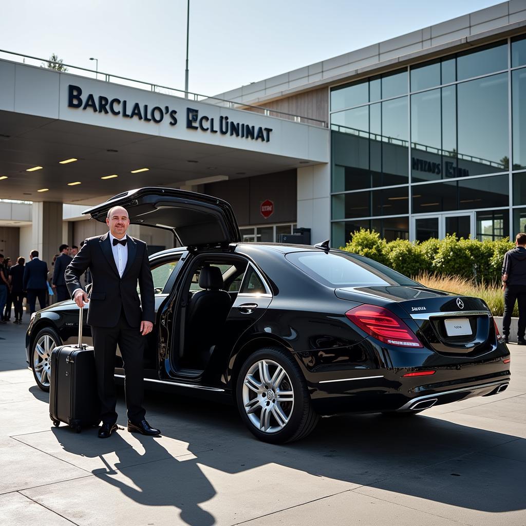 Car service picking up clients at Barcelona El Prat Airport