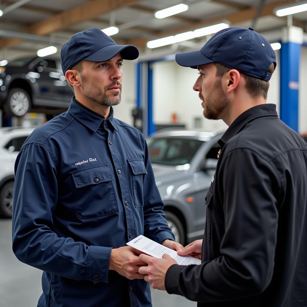 Customer Talking to Mechanic in Bath