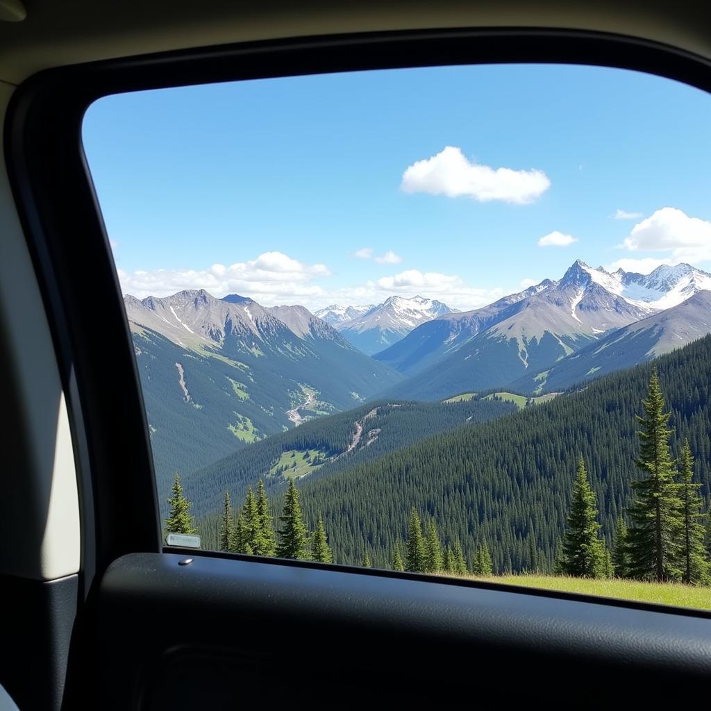 Scenic Mountain View from Car Window in Beaver Creek