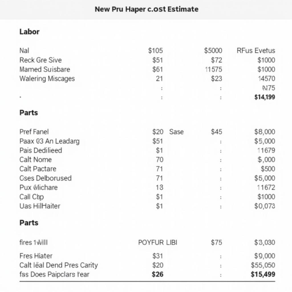 Bergen Car Service Cost Estimate