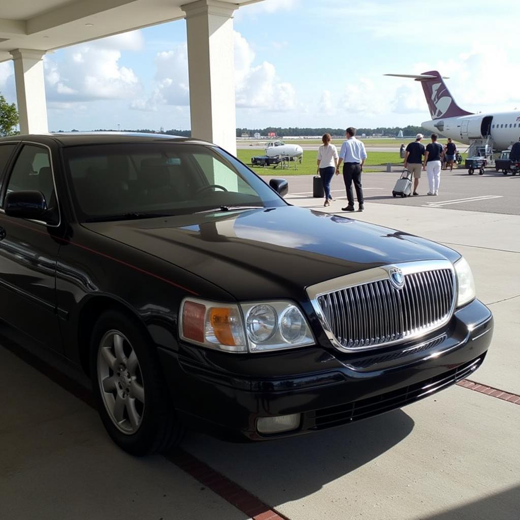 Black Car Waiting at SRQ Airport for Client Arrival