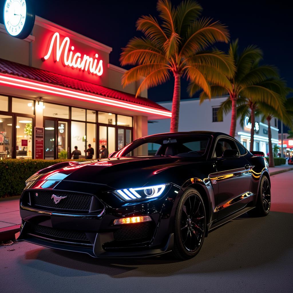 Black Car Service in Miami at Night