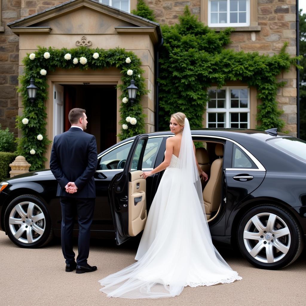 Stylish Black Car Arrival at Wedding Venue