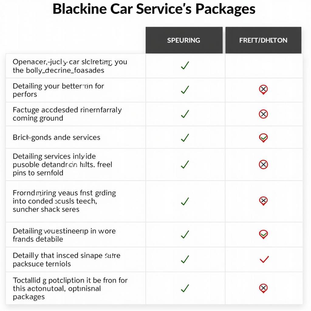 Comparison of Blackline Car Service Packages