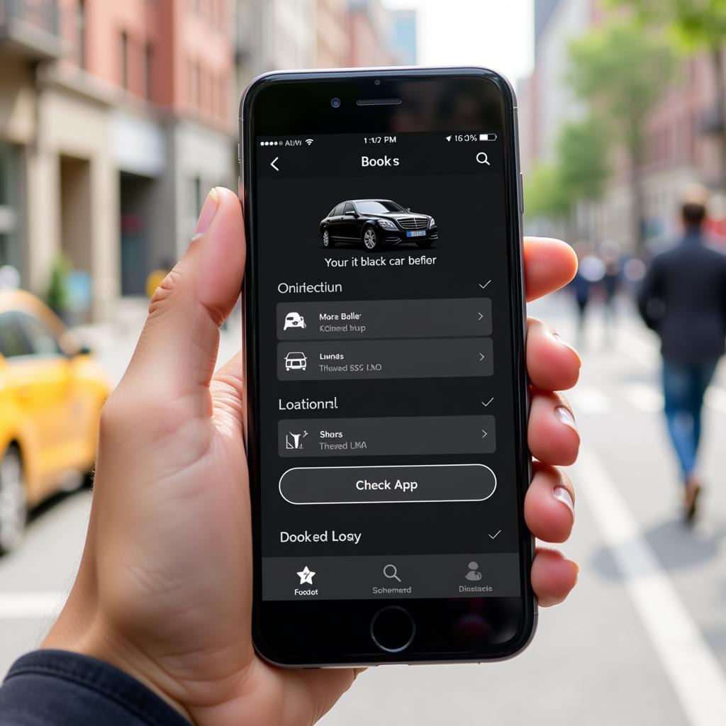 Booking a black car service on a mobile app.