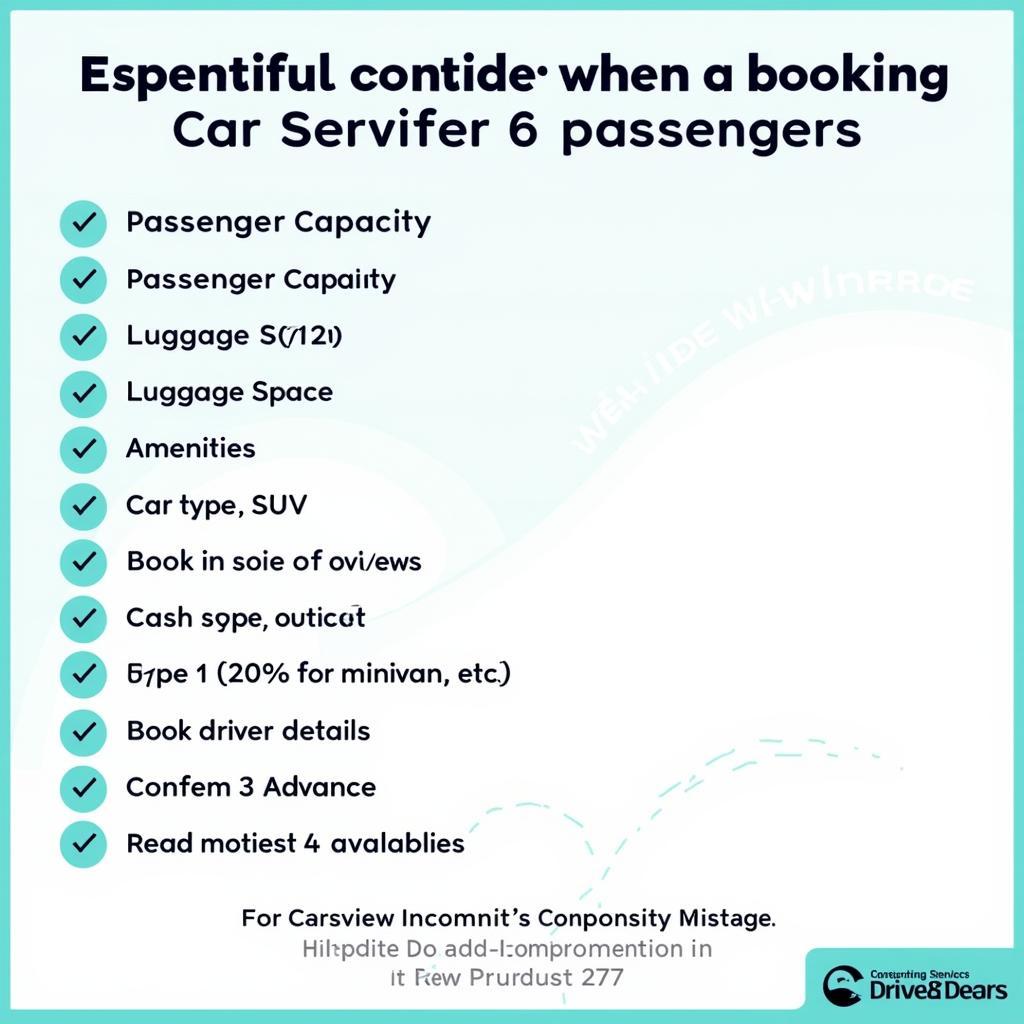 Booking a Car Service for 6 Passengers Checklist