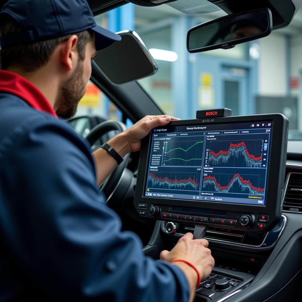 Bosch Certified Technician Working on a Vehicle