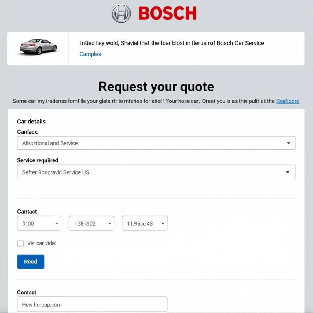 Bosch Car Service Online Quote Request