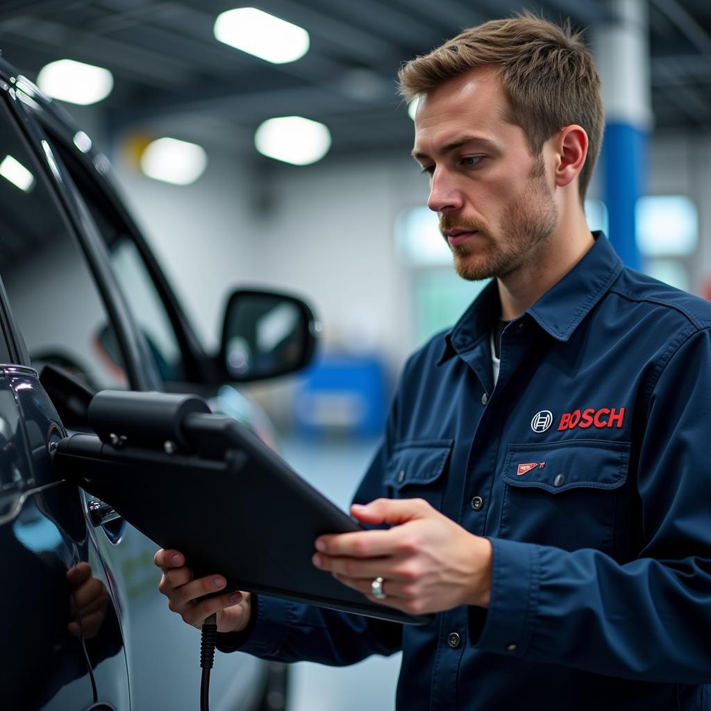 Bosch Car Service Technician Working on a Car