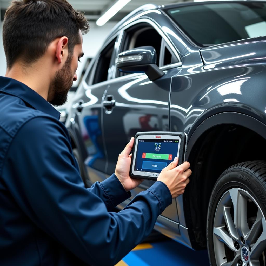 Bosch Car Service Technician Working on a Car in the UAE