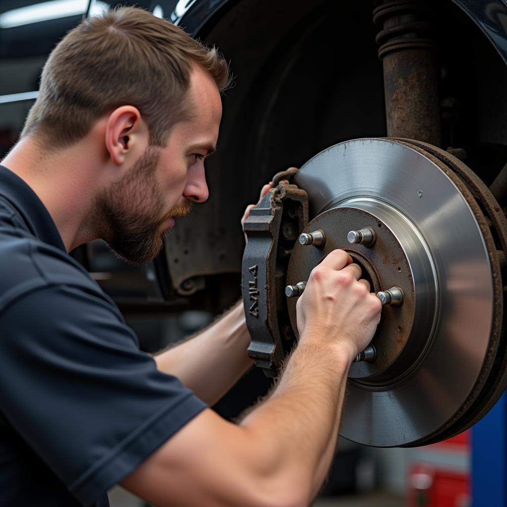 Inspecting car brakes