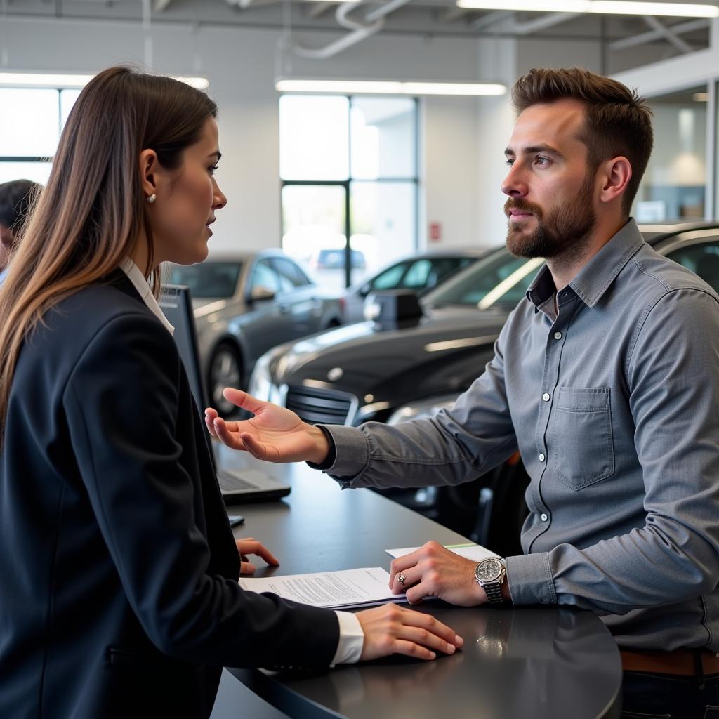 Customer Discussing Car Service with a Service Advisor in Browns Plains