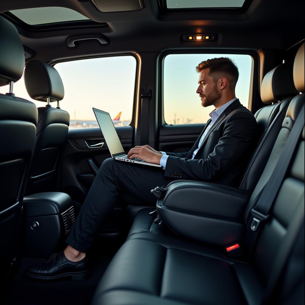 Business Traveler in Airport Car