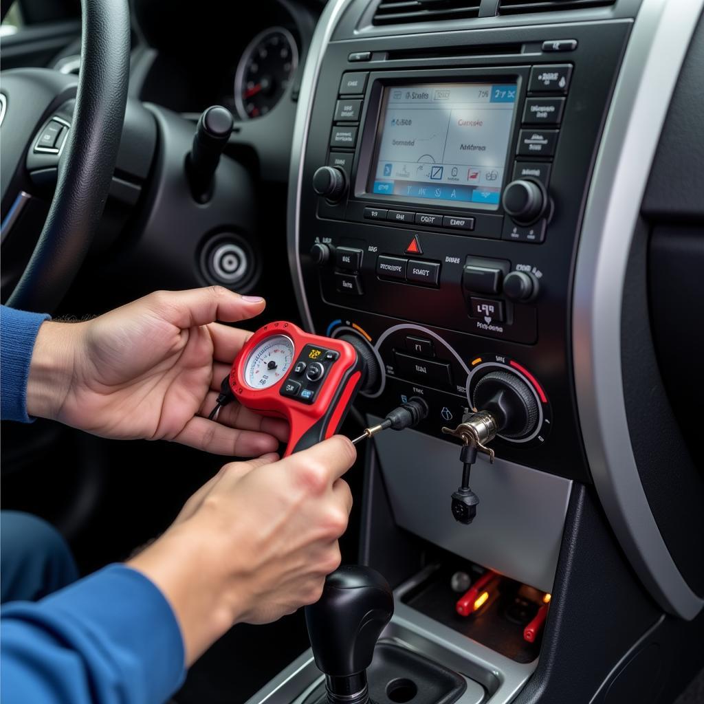 Car AC Diagnostic Tools in Use