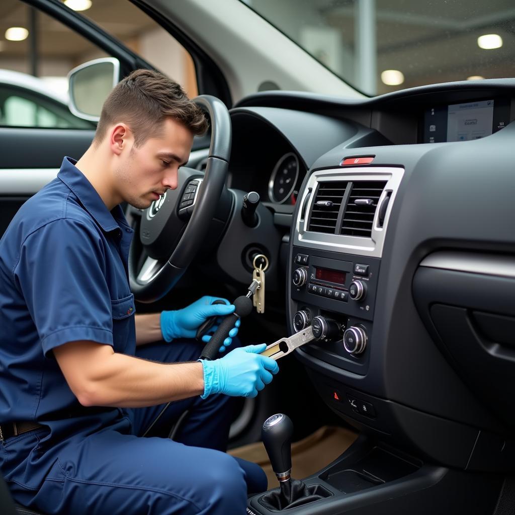 Car AC Service Technician at Work