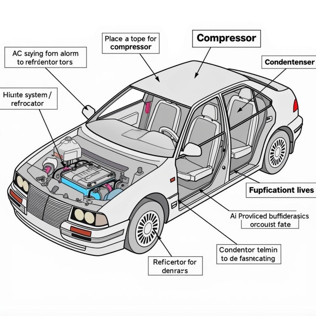 Car AC system components diagram