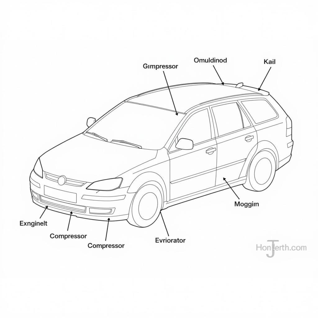 Diagram of Car AC System Components