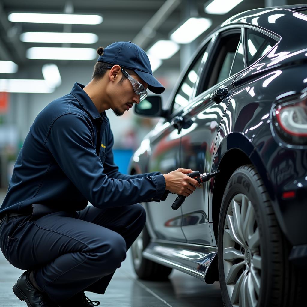 Car Aircon Service KL: Technician Working on a Car's Air Conditioning System