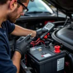 Checking the car battery service indicators