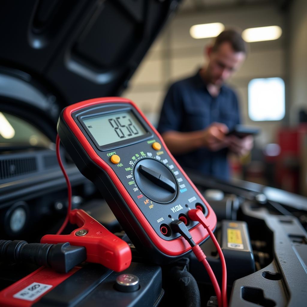 Testing a Car Battery in Edinburgh Garage