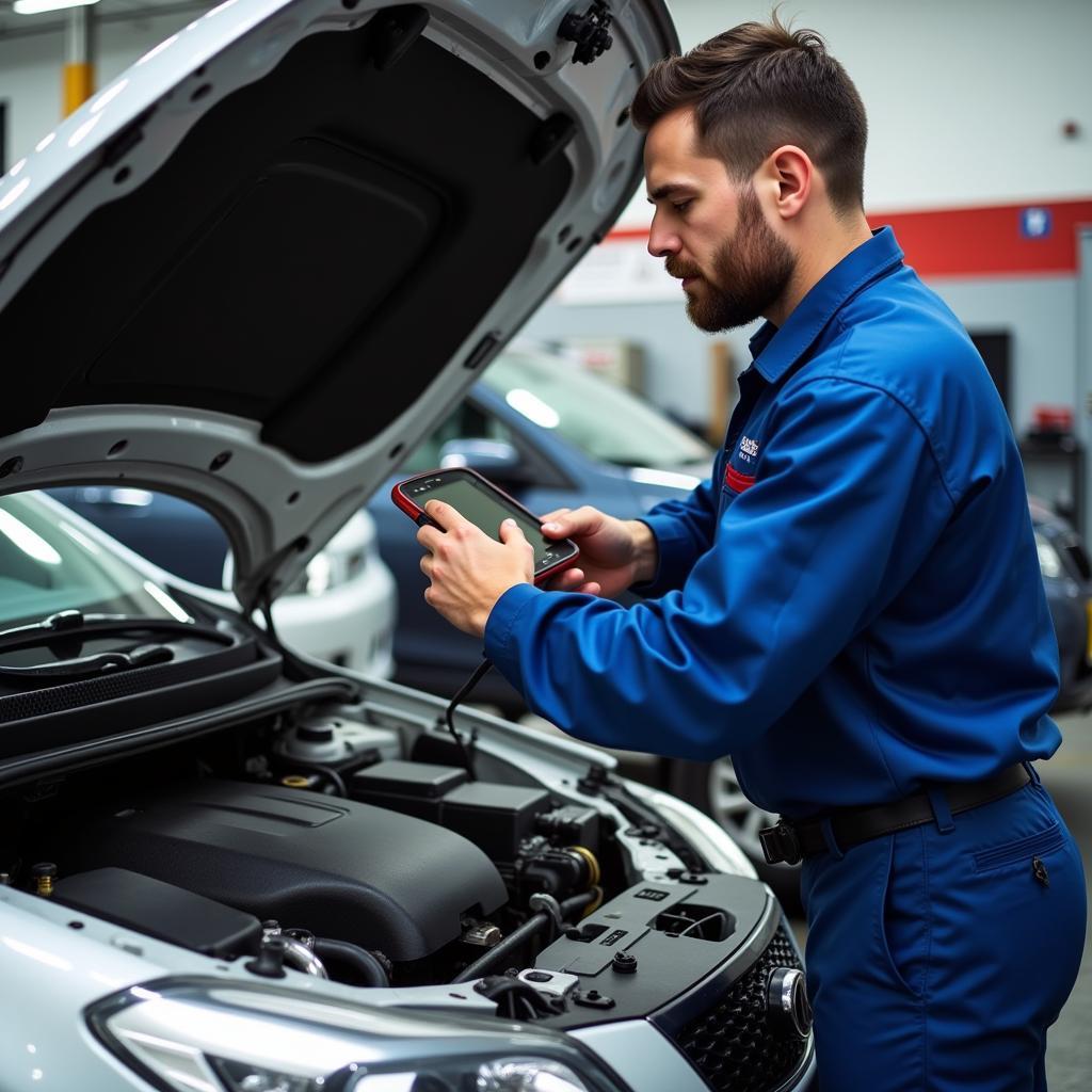 Car Being Serviced in a Garage