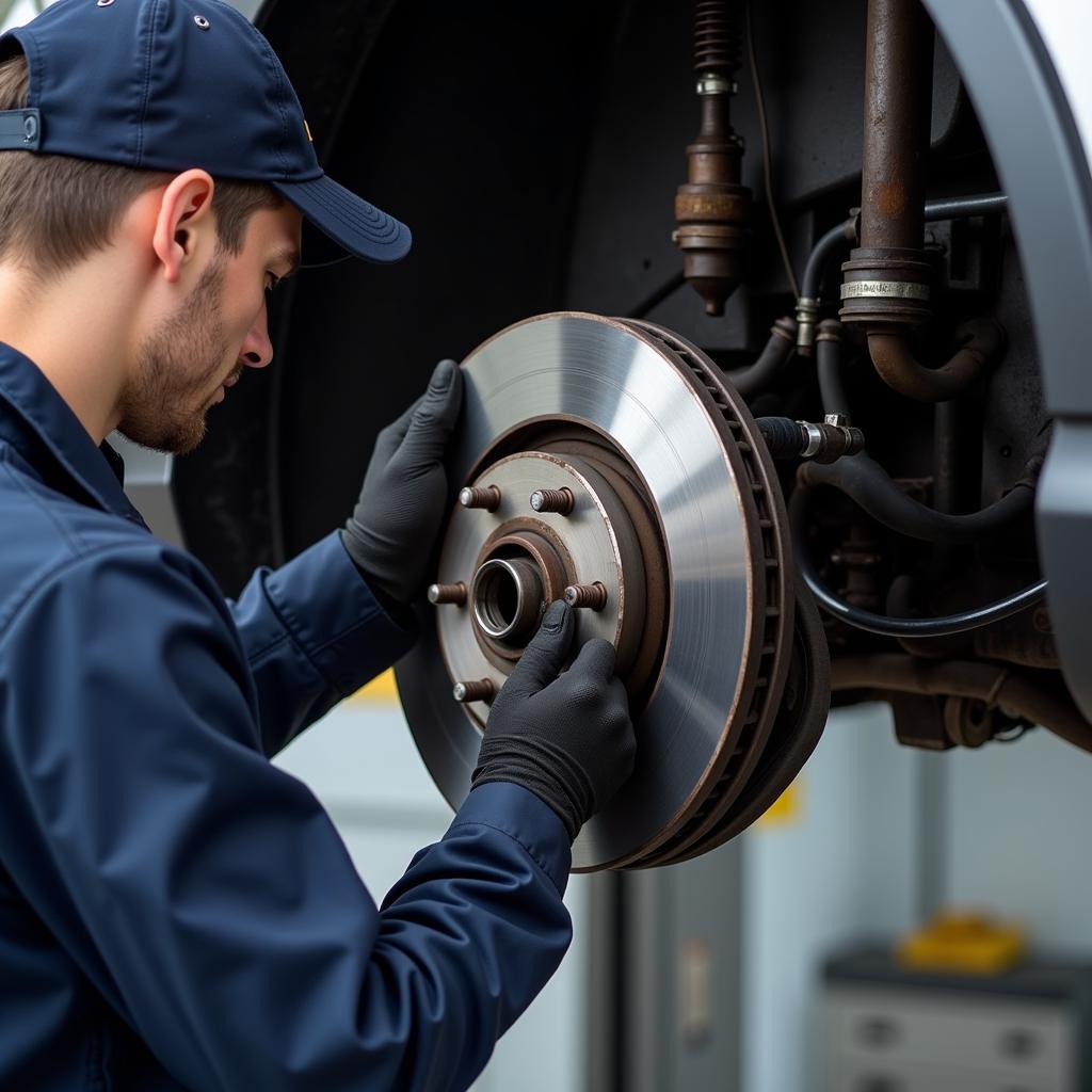 Car Brake Inspection During Service