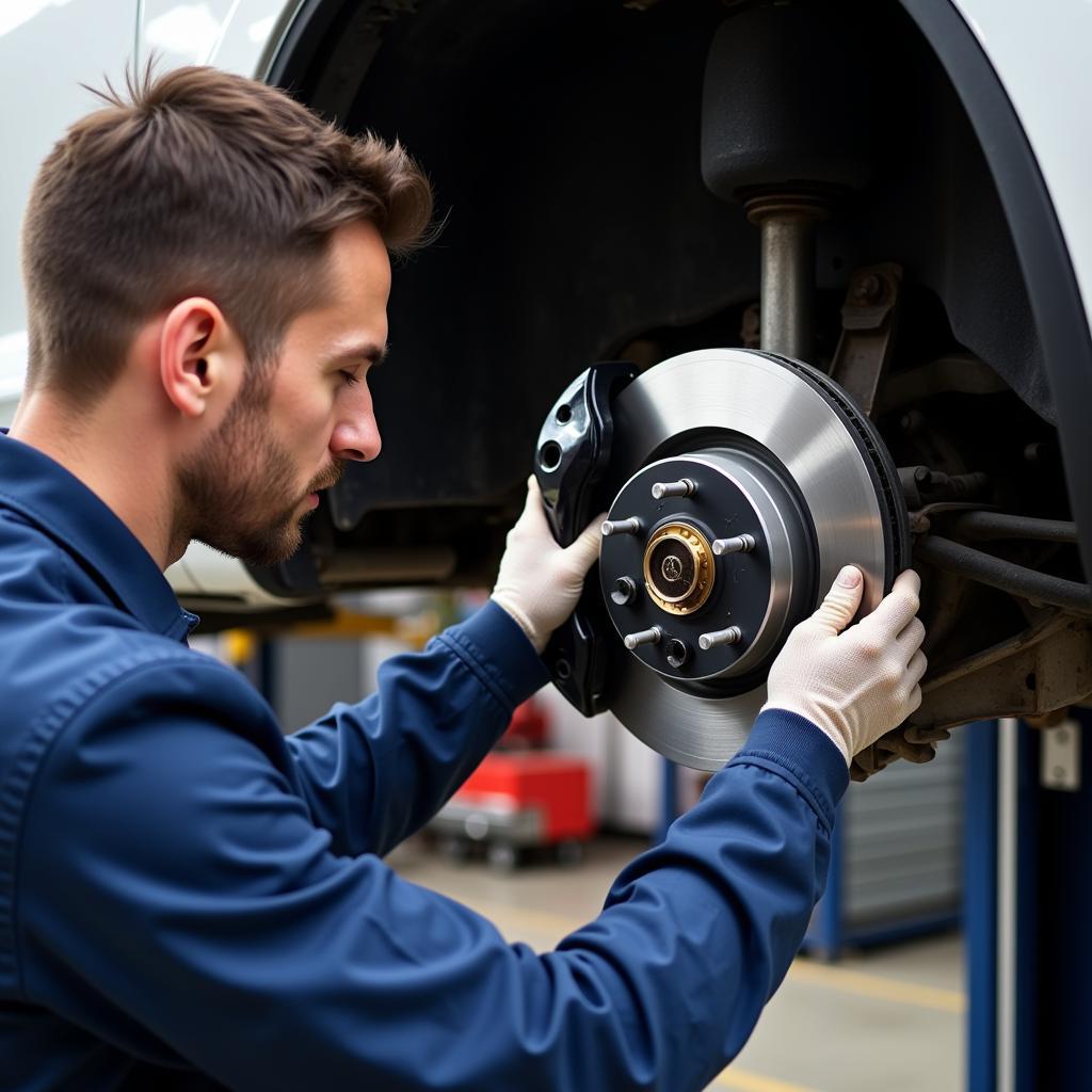 Car Brake Service Mechanic Inspection