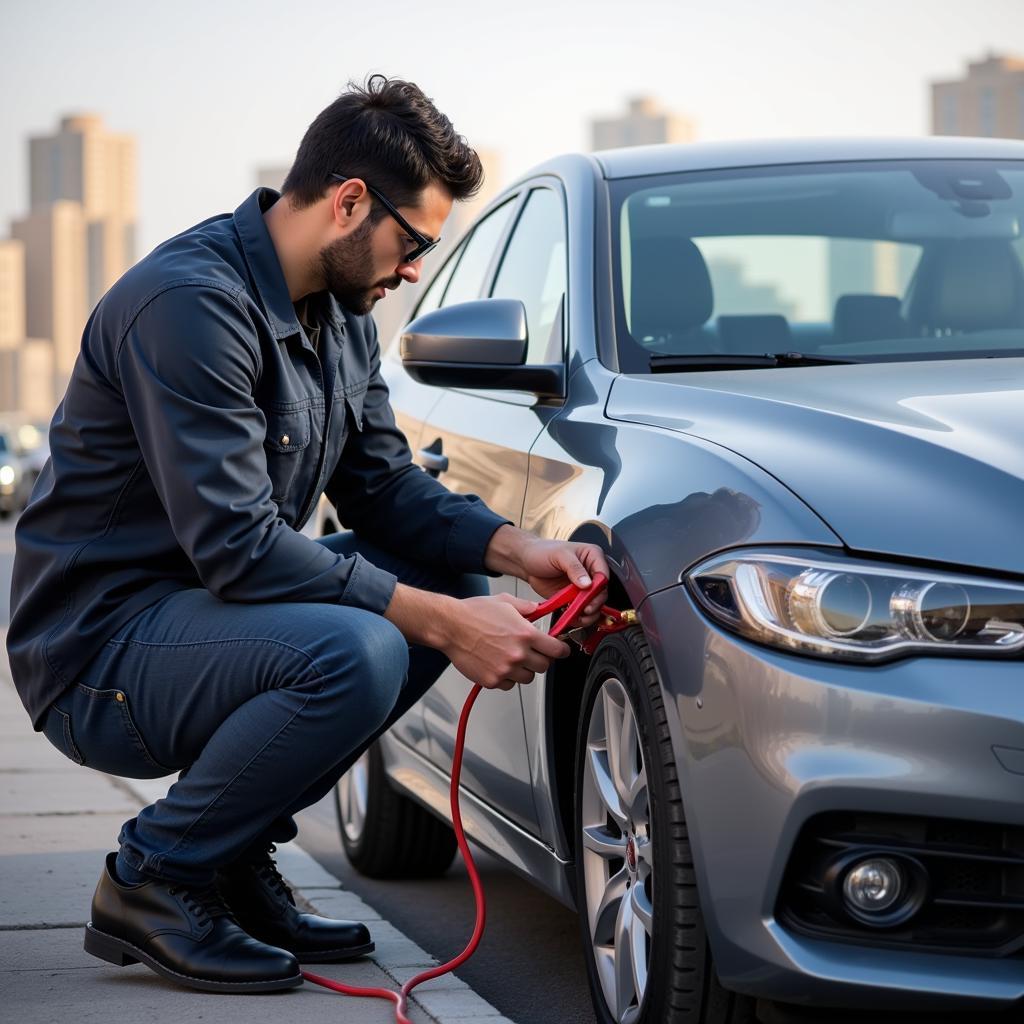 Jumpstarting a Car in Doha